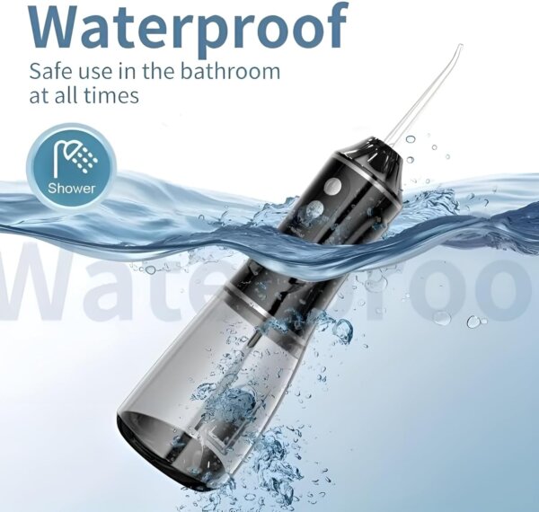 مضخة تنظيف الأسنان بالماء المحمول سعة 380 مل قابل للشحن مزوّد بـ 4 رؤوس