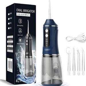 مضخة تنظيف الأسنان بالماء المحمول سعة 380 مل قابل للشحن مزوّد بـ 4 رؤوس