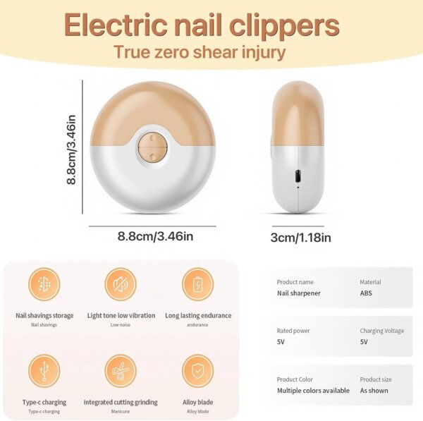 مقص أظافر كهربائي 2 في 1 قصّ وتلميع آمن وذكي لجميع الأعمار