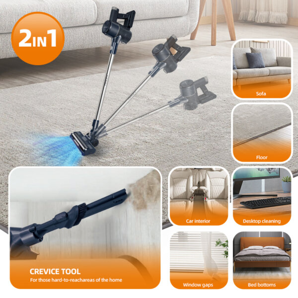 مكنسة كهربائية يدوية 2 في 1 لاسلكية خفيفة وقوية بقدرة 300 واط