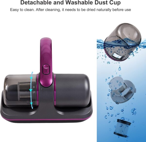 مكنسة محمولة لاسلكية لإزالة الغبار والعث شفط فائق القوة