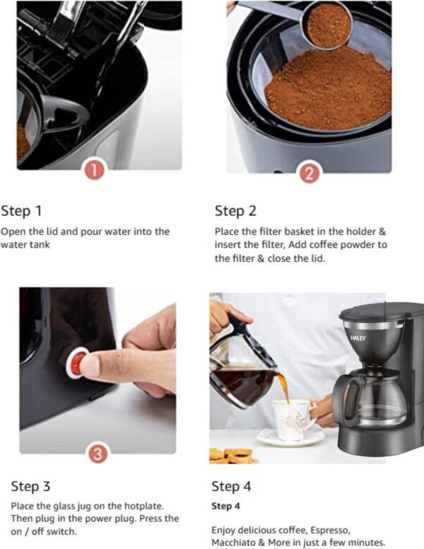 ماكينة تحضير القهوة بالتنقيط – سعة 6 أكواب إبريق زجاجي مع خاصية إبقاء القهوة دافئة