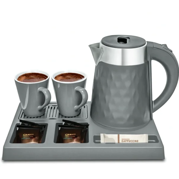 طقم كوفي كورنر  متنقل - سخان كتيل مع 2 اكواب وقاعدة انيقة RAF