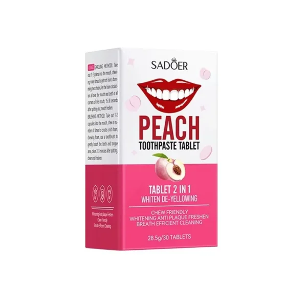 أقراص بديل معجون الأسنان تنظيف، تبييض فوري، وإزالة البقع الصفراء Peach