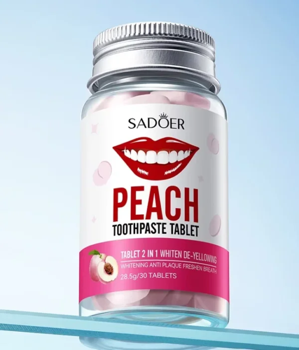 أقراص بديل معجون الأسنان تنظيف، تبييض فوري، وإزالة البقع الصفراء Peach