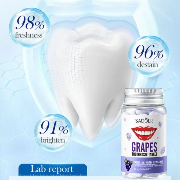 اقراص بديل معجون الاسنان - تنظيف و تبييض و إزالة البقع الصفراء خلال ثواني GRAPES