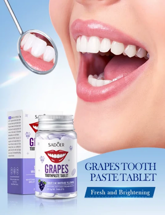 اقراص بديل معجون الاسنان - تنظيف و تبييض و إزالة البقع الصفراء خلال ثواني GRAPES