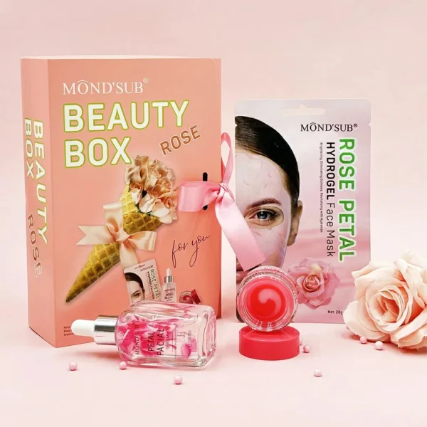 بكج الورد الطبيعي3 قطع  للتفتيح والترطيب وتجديد البشرة MOND'SUB Beauty Box