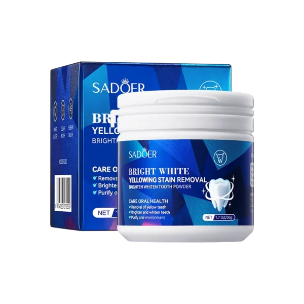 بودرة تبييض الاسنان SADOER Bright White لإزالة الاصفرار والبقع والجير