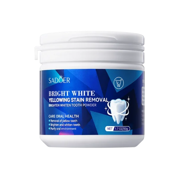 بودرة تبييض الاسنان SADOER Bright White لإزالة الاصفرار والبقع والجير