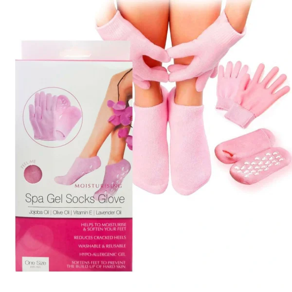 جوارب وكفوف جل سيليكون للعناية في القدم واليدين - Spa Silicone Gel Socks & Gloves Set