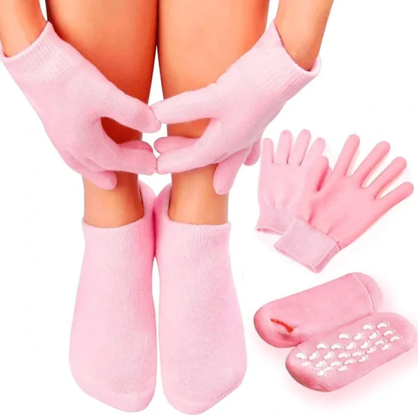 جوارب وكفوف جل سيليكون للعناية في القدم واليدين - Spa Silicone Gel Socks & Gloves Set