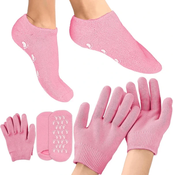 جوارب وكفوف جل سيليكون للعناية في القدم واليدين - Spa Silicone Gel Socks & Gloves Set