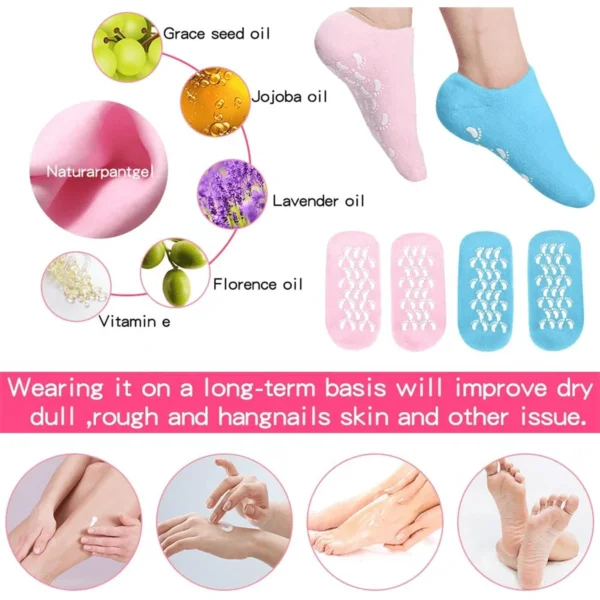 جوارب وكفوف جل سيليكون للعناية في القدم واليدين - Spa Silicone Gel Socks & Gloves Set