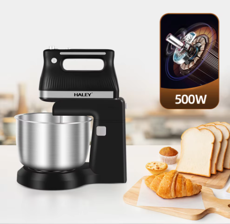 خلاط مع قاعدة و وعاء ستانلس ستيل - 5 سرعات لتحضير العجين والحلويات باحترافية