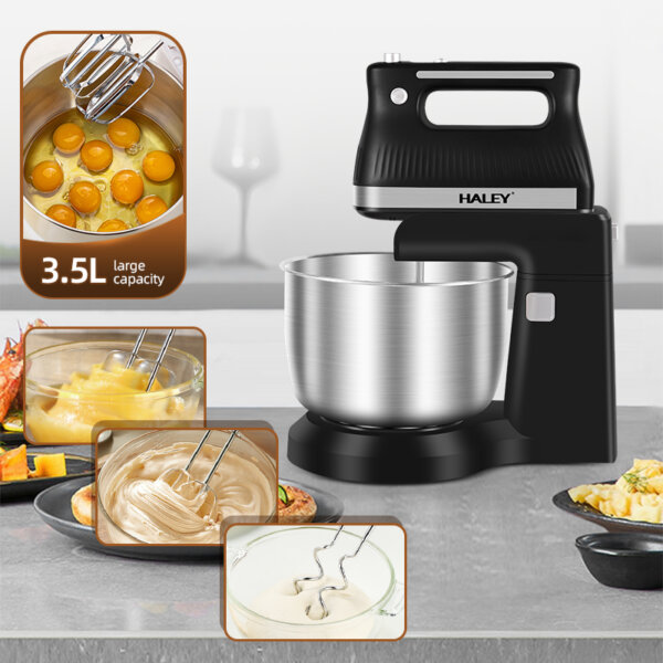 خلاط مع قاعدة و وعاء ستانلس ستيل - 5 سرعات لتحضير العجين والحلويات باحترافية