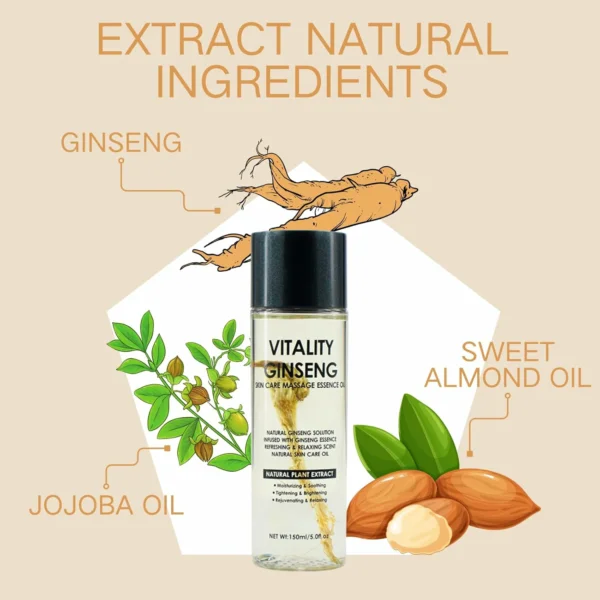 زيت مساج العلاجي مع عشبة الجينسنغ الطبيعية Vitality Ginseng Massage Essence Oil