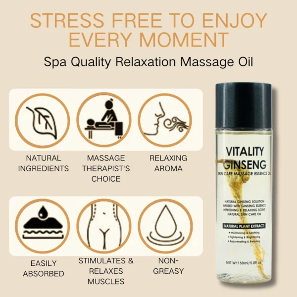 زيت مساج العلاجي مع عشبة الجينسنغ الطبيعية Vitality Ginseng Massage Essence Oil