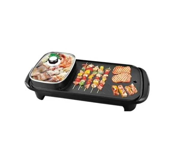 شواية مع قدر الهوت بوت 2 في 1 – شواية كهربائية متعددة الوظائف للعائلات والجلسات