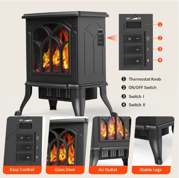 صوبة Electra الكهربائية – تصميم Fireplace بقوة 1500 واط