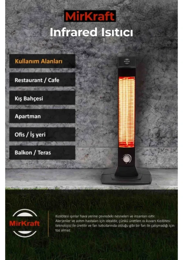 صوبة كهرباء عمودية Mirkraft تركية بقوة 2500 واط مناسبة كربون موفرة لطاقة