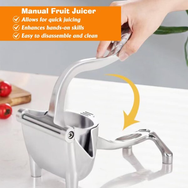 عصّارة فواكه يدوية قوية – تصميم معدني متين لاستخلاص العصير بسهولة (1) عصارة فواكه يدوية قوية ستانليس متين لاستخلاص العصير بسهولة