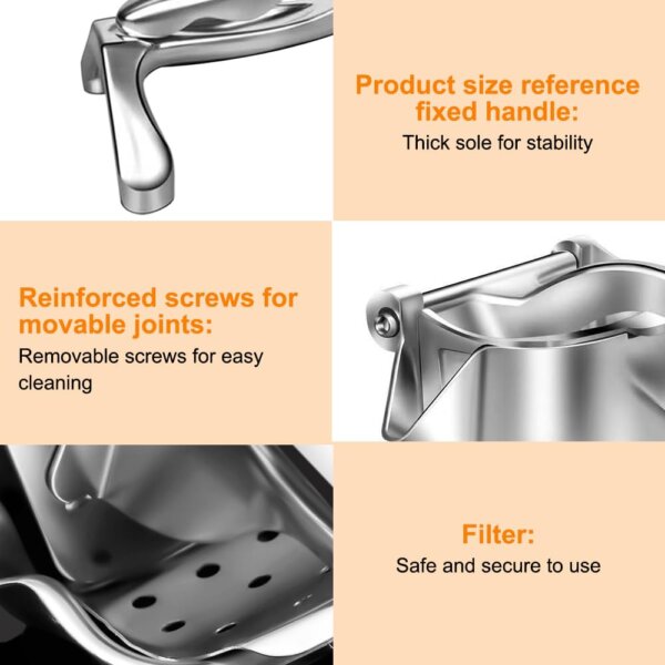 عصّارة فواكه يدوية قوية – تصميم معدني متين لاستخلاص العصير بسهولة (5) عصارة فواكه يدوية قوية ستانليس متين لاستخلاص العصير بسهولة