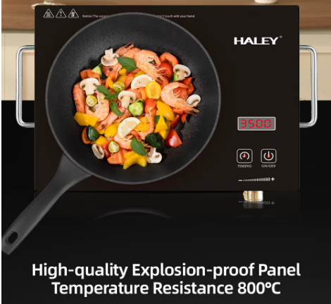 غاز سيراميك كهربائي عالي القدرة 3500 واط – سطح زجاجي متين وشاشة لمس ذكية