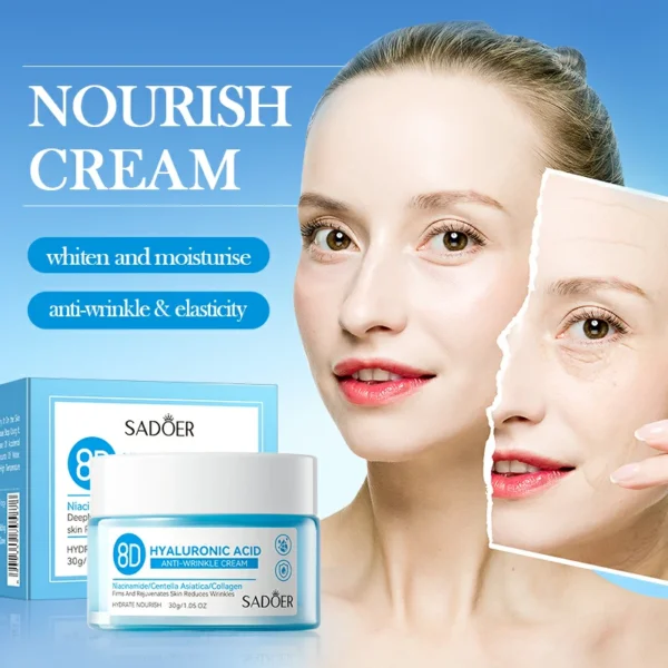كريم الترطيب ومقاومة التجاعيد بـ الهيالورونيك والكولاجين Hyaluronic Acid Anti-Wrinkle Face Cream