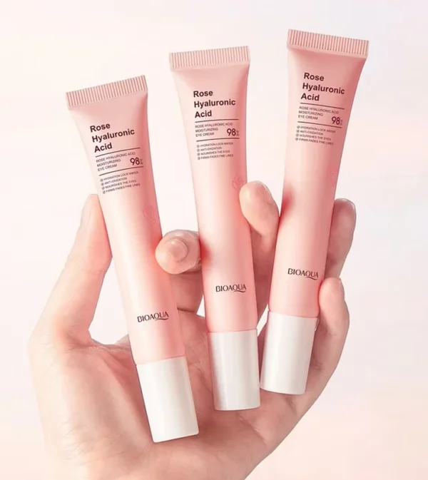 كريم العيون The Rose Hyaluronic Acid ترطيب وشد لمنطقة تحت العين (6) بكج 5 قطع الورد وحمض الهيالورونيك (تونر + لوشن + كريم العين + سيروم + غسول) Rose Hyaluronic