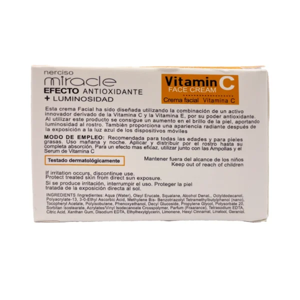 كريم الوجه Nerciso Miracle Vitamin C – تفتيح، مضاد أكسدة، إشراقة مضاعفة (6) كريم الوجه Nerciso Miracle Vitamin C – تفتيح التصبغات، مضاد أكسدة، إشراقة مضاعفة