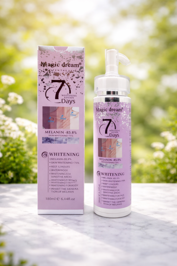 لوشن التفتيح Magic Dream – تفتيح خلال 7 أيام لتوحيد اللون وإزالة التصبغات مقاوم للماء