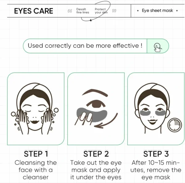ماسك العين Eye Patches بالفحم النشط والكولاجين تفتيح الهالات وتقليل السواد Bamboo Charcoal Collagen Crystal