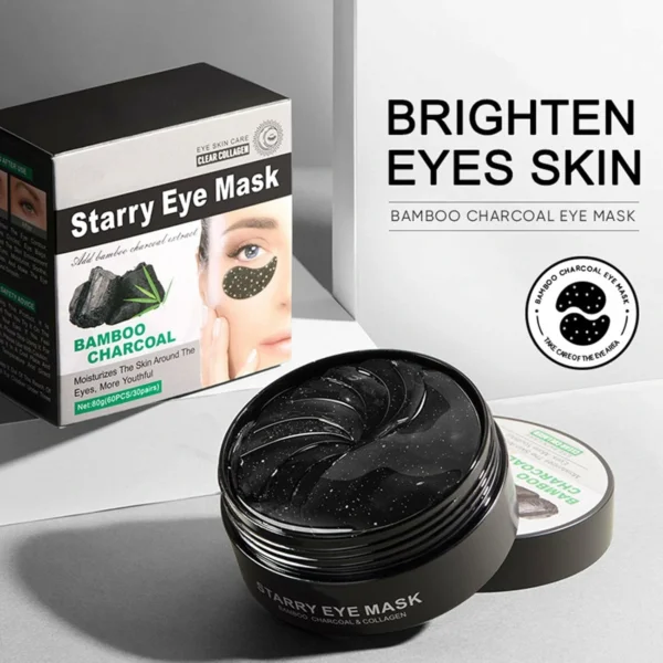 ماسك العين Eye Patches بالفحم النشط والكولاجين تفتيح الهالات وتقليل السواد Bamboo Charcoal Collagen Crystal