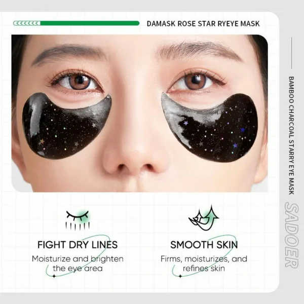 ماسك العين Eye Patches بالفحم النشط والكولاجين تفتيح الهالات وتقليل السواد Bamboo Charcoal Collagen Crystal
