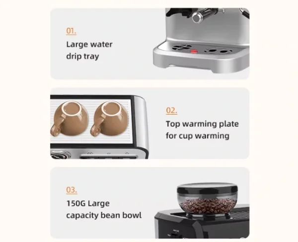 ماكينة القهوة 8 بـ 1 قوة 20 بار - 1450 واط سعة 1 لتر Sayona