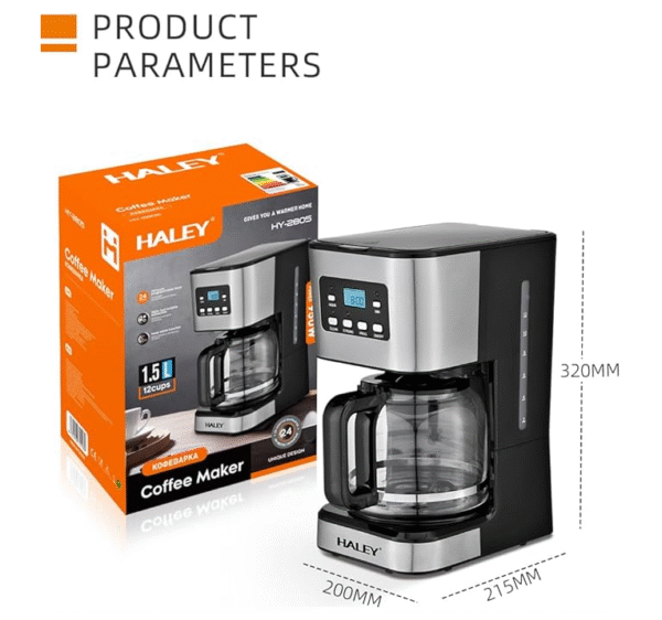 ماكينة تحضير القهوة بالتنقيط – سعة 1.5 لتر (12 كوب) مع خاصية الحفاظ على السخونة