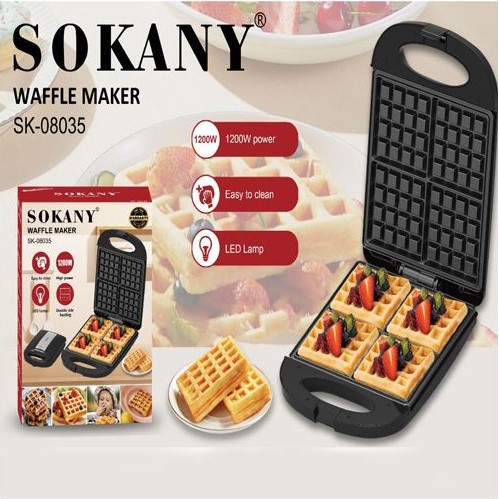 ماكينة صنع الوافل Sokany – قدرة 1200 واط بطبقة غير لاصقة