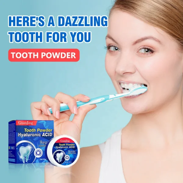 مسحوق بودرة تبييض الاسنان بحمض الهيالورونيك لإزالة التصبغات والجير والبلاك