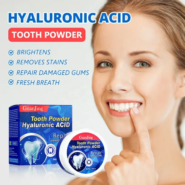 مسحوق بودرة تبييض الاسنان بحمض الهيالورونيك لإزالة التصبغات والجير والبلاك