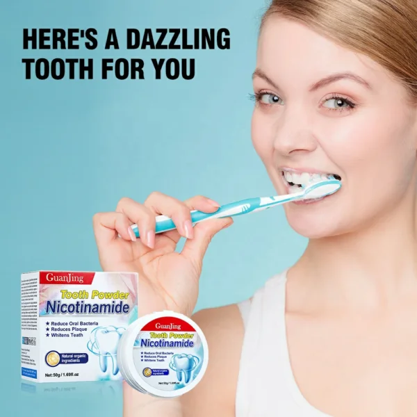 مسحوق تبييض الاسنان Nicotinamide إزالة التصبغات العنيدة وازالة البلاك وتقوية الاسنان