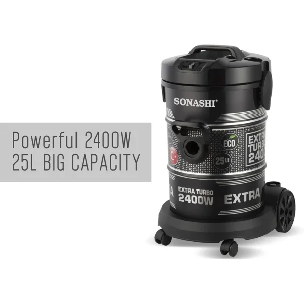 مكنسة Sonashi برميل 2400 واط سعة 25 لتر شفط قوي + وضع النفخ