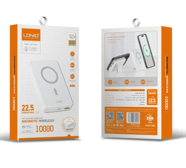 باور بنك مغناطيسي لاسلكي سريع 15W بسعة 10000mAh ماركة LDNIO PQ16
