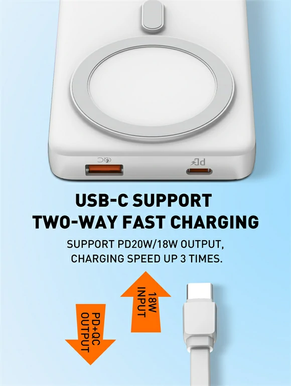 باور بنك مغناطيسي لاسلكي سريع 15W بسعة 10000mAh – LDNIO PQ17