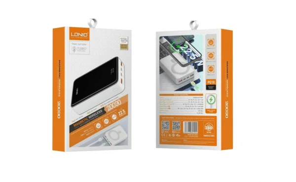 باور بنك مغناطيسي لاسلكي سريع 15W بسعة 20000mAh ماركة LDNIO PQ18