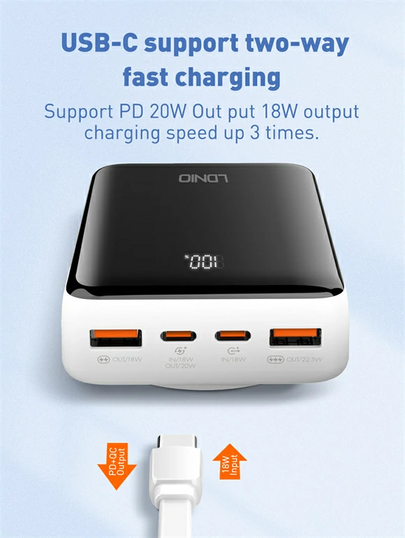 باور بنك مغناطيسي لاسلكي سريع 15W بسعة 20000mAh ماركة LDNIO PQ18