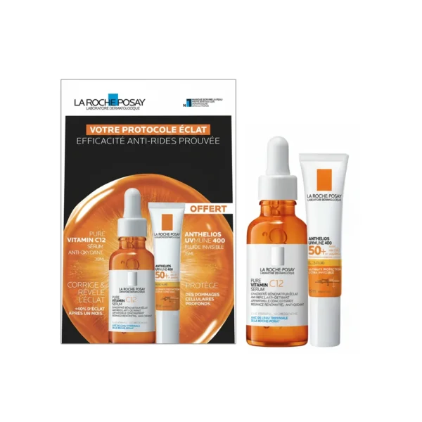 بكج La Roche Posay سيروم فيتامين C بتركيز 12% + واقي شمس UVMUNE 400 للحماية المتقدمة