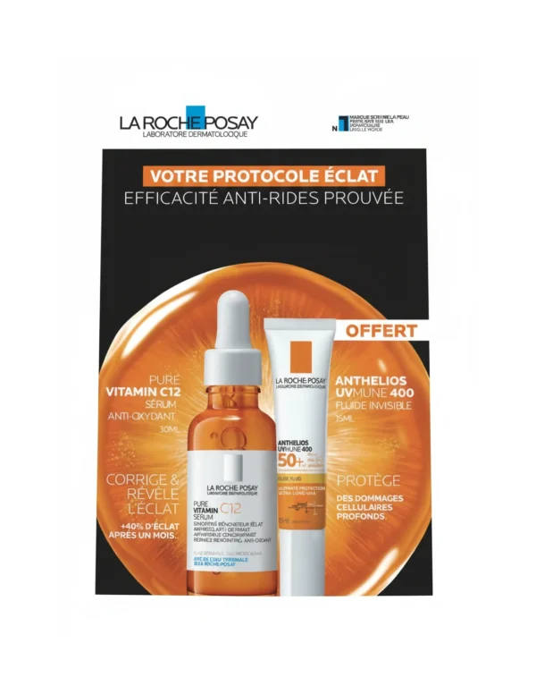 بكج La Roche Posay سيروم فيتامين C بتركيز 12% + واقي شمس UVMUNE 400 للحماية المتقدمة