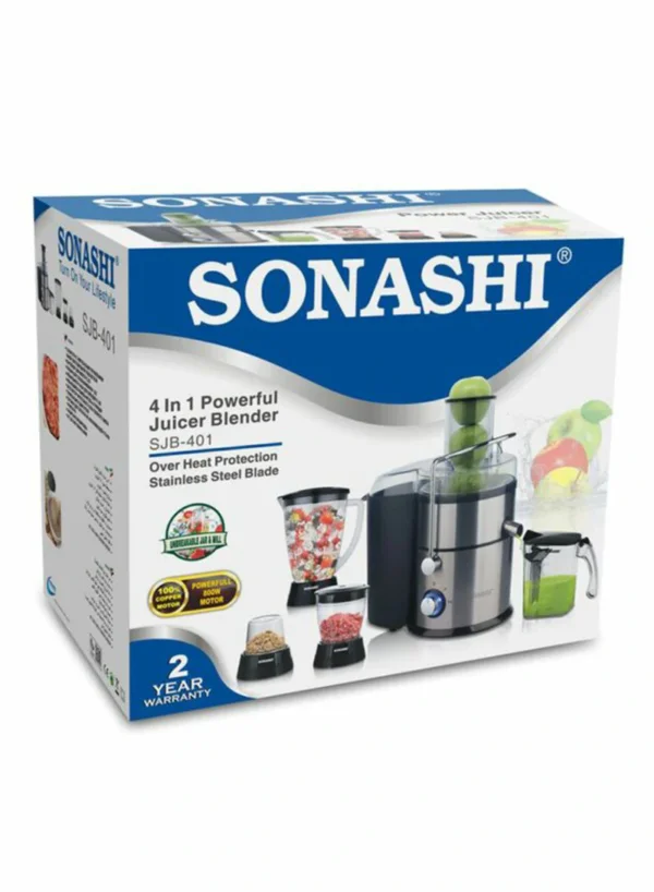 خلاط و عصارة Sonashi  بقوة 800 واط –  4*1 ستانلس ستيل متعدد الاستخدامات