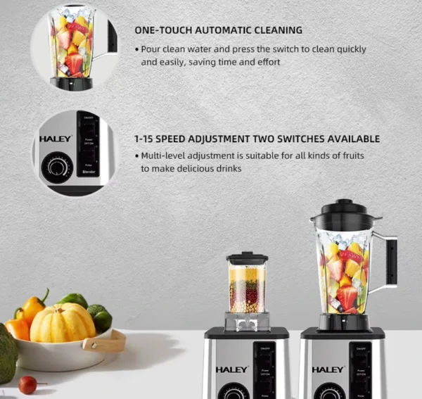 خلاط و فرامة متعدد الاستخدامات بقوة هائلة 5500 واط سعة 2.5 لتر 15 سرعة